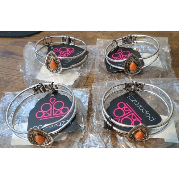 paparazzi Jewelry - Paparazzi Jewelry Lot Of 4 Bracelets Hinge Orange Law Of The Land Southwestern